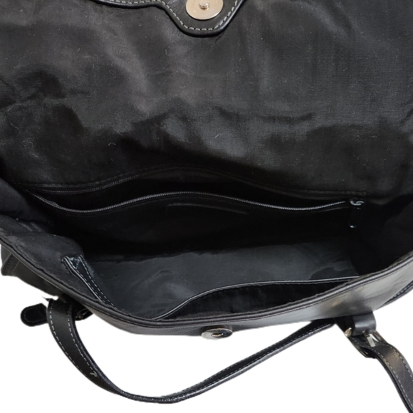 TIGNANELLO BLACK SOFT SUPPLE LEATHER SATCHEL TOTE BAG - Picture 9 of 11